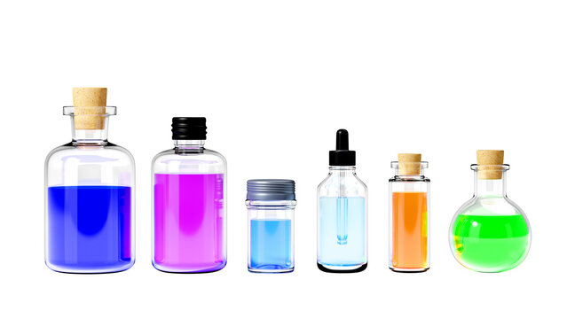 set of medicine glass bottles