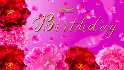 postcard , Internet banner  with a birthday greeting, with the inscription - happy birthday, 3d illustration