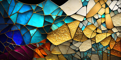 Fototapeta na wymiar Glass and Stone Abstract Mosaic Pattern, Generative AI