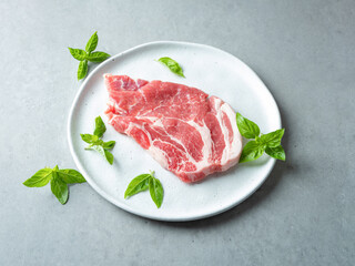 Sliced Pork Neck on a plate	