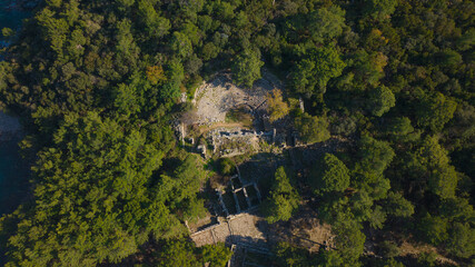 phaselis ancient city.The old ancient city in the forest and the view from the hill