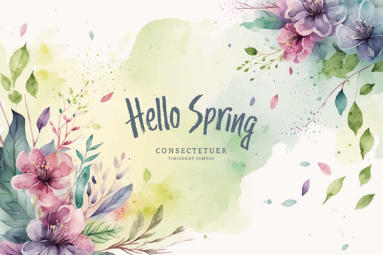 Vector watercolor spring banner