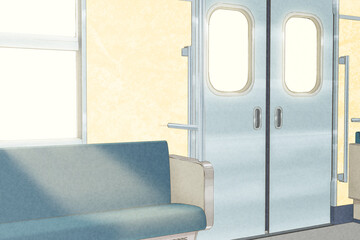 『勉強・学習』_通学中_電車内_背景のみ