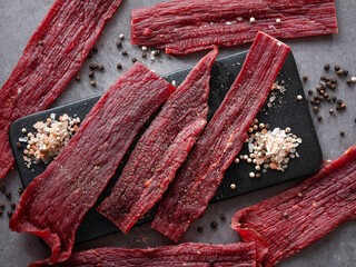 beef jerky on a plate	