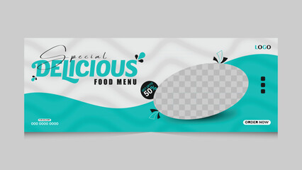 Food Professional Facebook cover banner template design, Set of modern flat restaurant business Facebook Banner, Cover banner design template for restaurant, Delicious Food design