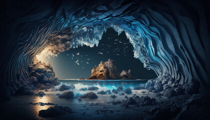 Obraz premium landscape with sparkling cave night