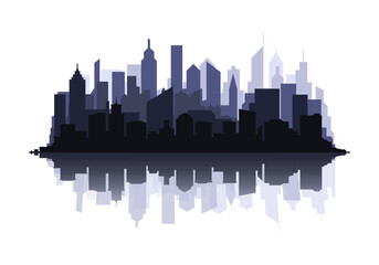 Fototapeta na wymiar Vector City landscape. Gray silhouette of the city