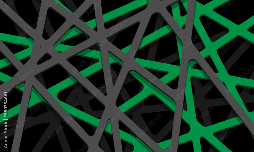 Poster abstract green grey line mesh geometric overlap on black design modern futuristic background vector
