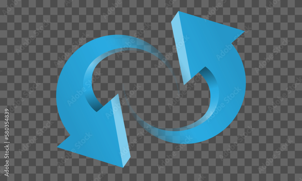 Aufkleber blue twin arrow 3d curve circle direction gradient transparent on checkered background sign symbol v