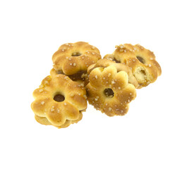 coconut biscuit with pineapple jam on white background
