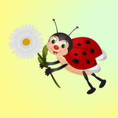 Illustration of a ladybug insect in nature