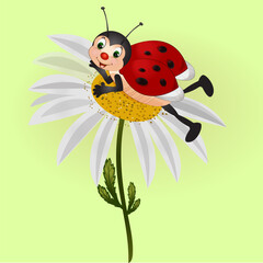 Illustration of a ladybug insect in nature