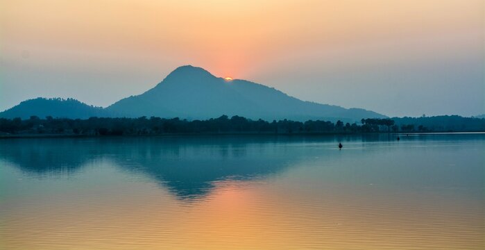 sunset over  baranti lake of purulia