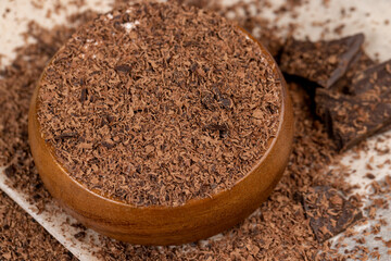 Creamy yogurt with chocolate close up