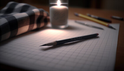 Writing Essentials: A Pen and Notebook on a Desk, Perfect for Capturing Thoughts (created with Generative AI)