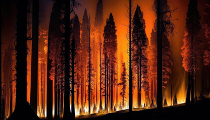 Nature's Wrath: Capturing the Intensity of a Burning Forest (created with Generative AI)