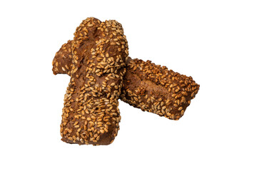 Loaf of bread with sunflower seeds isolated on a white background.