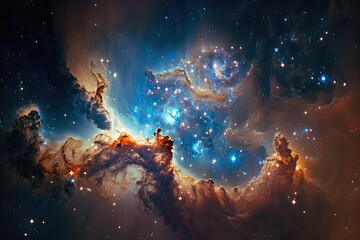 Fototapeta na wymiar In space, nebulas like the Milky Way and galaxies. Generative AI