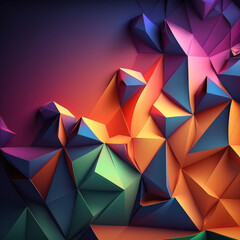 Generative AI illustration image of abstract colorful vibrant low polygonal background image