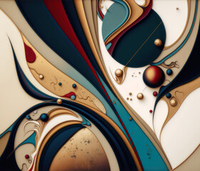 Generative AI illustration image of abstract multi-colored vibrant circular design background
