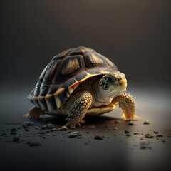 Fototapeta na wymiar Cute turtle or tortoise in a studio reptile animal.Generative AI.