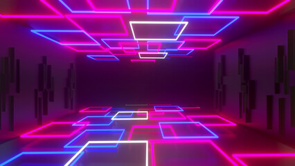 Colorful Rectangle Hitech Neon Background 3d render
