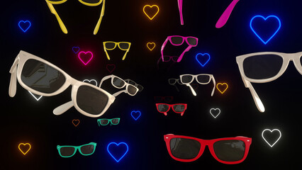 Colorful Summer Glasses Background 3d Render