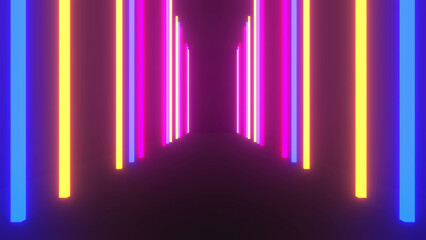 Abstract Laser Block Tunnel Background	3d render