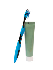 Toothpaste and toothbrush isolated on white background. dental care. Fresh breath and caries prevention. Dentistry concept. Dental hygiene.