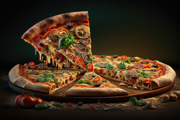 pizza on a table created with Generative AI technology