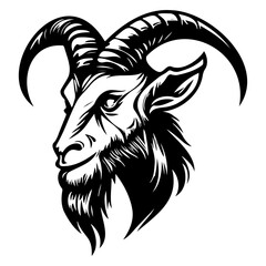 head of goat vector illustration, goat logo 