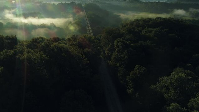 Aerial Clip of the Tulip Trestle Historic Railroad Bridge Indiana