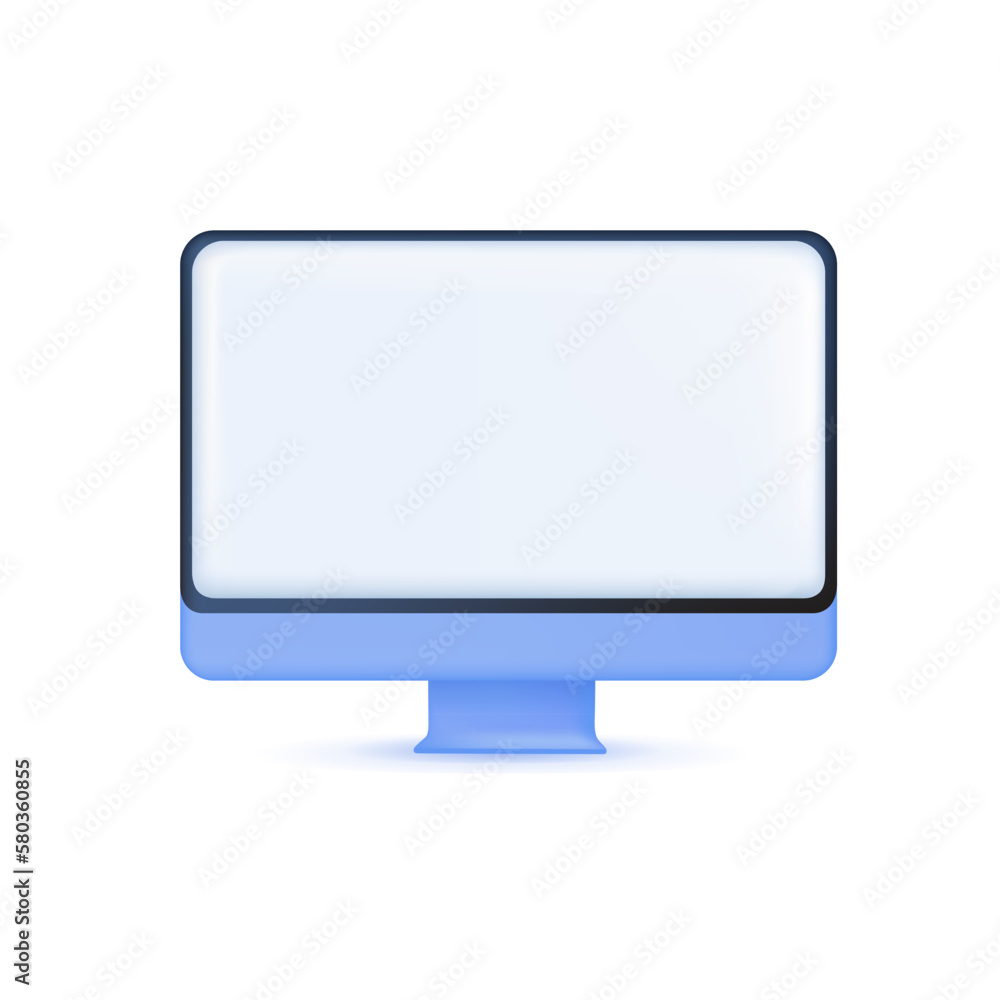 Poster 3d computer screen, monitor. 3d mockup render of desktop computer. realistic 3d design icon isolated