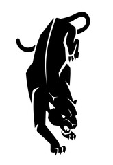 Black Panther Crawling, Minimalist Illustration