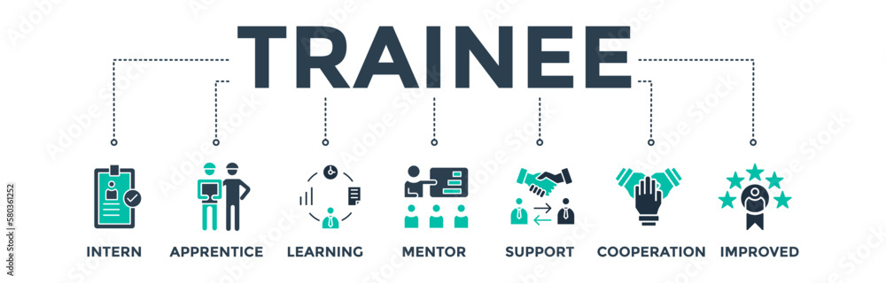 Poster trainee banner web icon vector illustration concept for apprenticeship on job training program with 