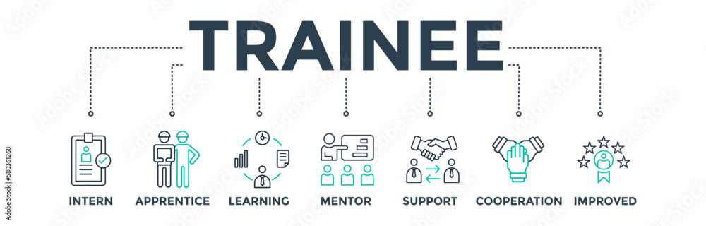 Poster trainee banner web icon vector illustration concept for apprenticeship on job training program with 