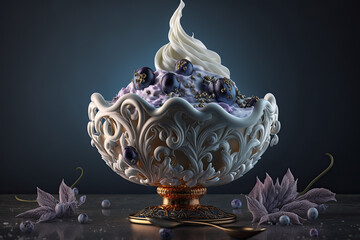 yoghurt with fruits created with Generative AI technology