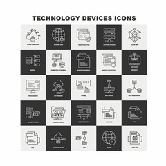 set icons vector about technology devices