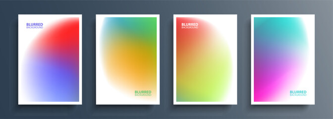 Fototapeta premium Set of blurred backgrounds with soft color gradients. Abstract graphic templates collection for brochure covers, posters and flyers. Vector illustration.