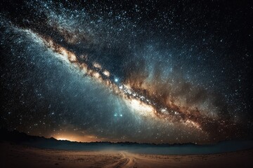 Obraz premium grainy long exposure image of the milky way. Generative AI