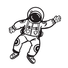 Astronauts in space hand-drawn, for posters, stickers and any design. Isolated on a white background. Vector illustration with doodles.