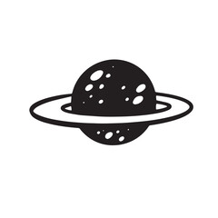 The Saturn is space by hand, for posters, stickers and any design. Isolated on a white background. Vector illustration with doodles.