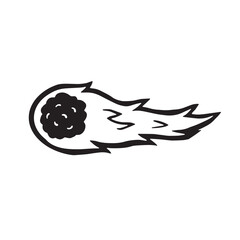 Shooting star, meteorite is space  by hand, for posters, stickers and any design. Isolated on a white background. Vector illustration with doodles.