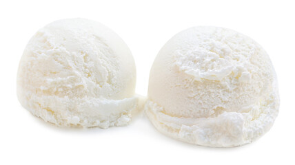 Fototapeta na wymiar Two Scoops of vanilla ice cream ball isolated on white background.