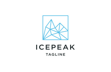 Fototapeta premium Ice peak line logo icon design template flat vector