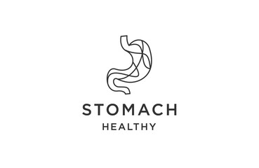 Stomach care line logo icon design template flat vector