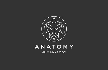 Anatomy line logo icon design template flat vector