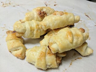 Domestic puff pastry (baked croissants).