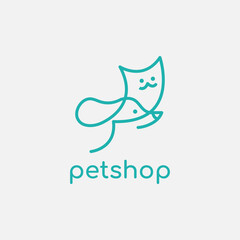 clean cat and dog logo for petshop and veterinary clinic