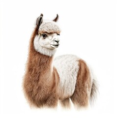 Obraz premium illustration cartoon, alpaca animal,white background,generative ai